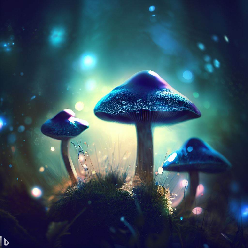 cogumelos azuis